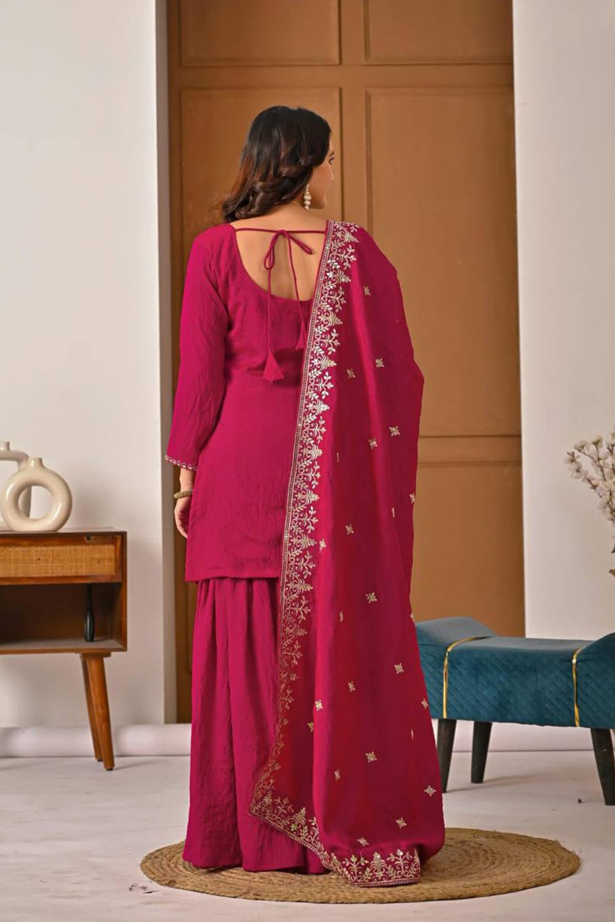 SHAFNUFAB Women's Georgette Ethnic Wear for WomenSemi StitchedSalwarSuit  SF241114