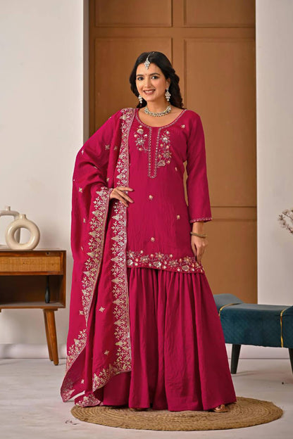 SHAFNUFAB Women's Georgette Ethnic Wear for WomenSemi StitchedSalwarSuit  SF241114