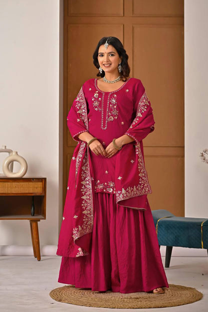 SHAFNUFAB Women's Georgette Ethnic Wear for WomenSemi StitchedSalwarSuit  SF241114