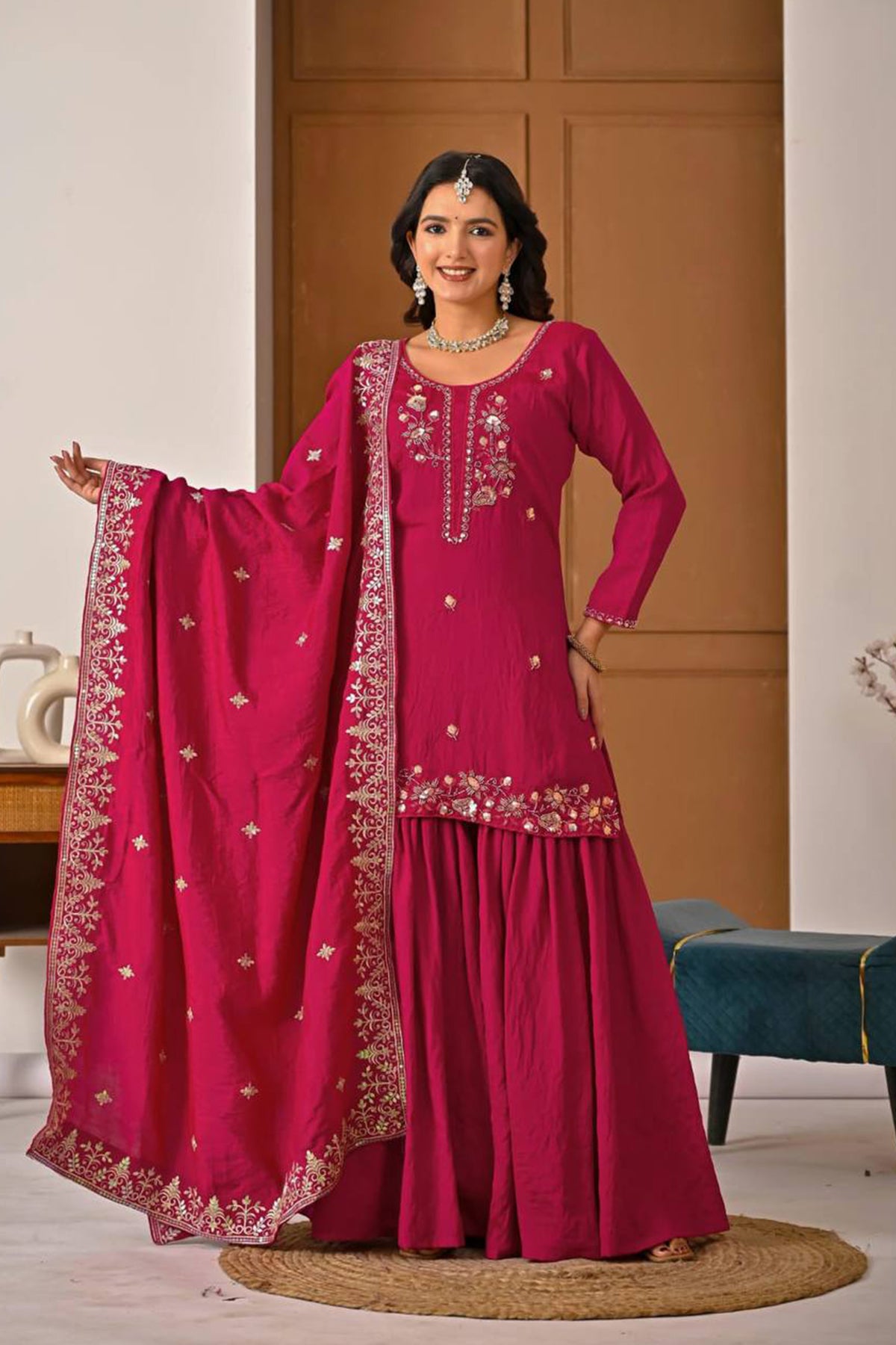 SHAFNUFAB Women's Georgette Ethnic Wear for WomenSemi StitchedSalwarSuit  SF241114