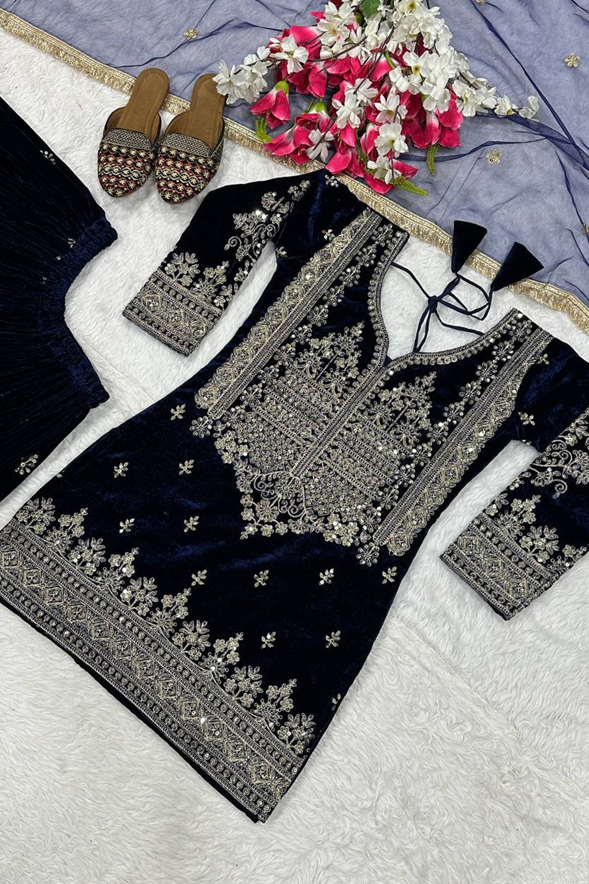 SHAFNUFAB Women's Georgette Ethnic Wear for WomenSemi StitchedSalwarSuit  SF241115
