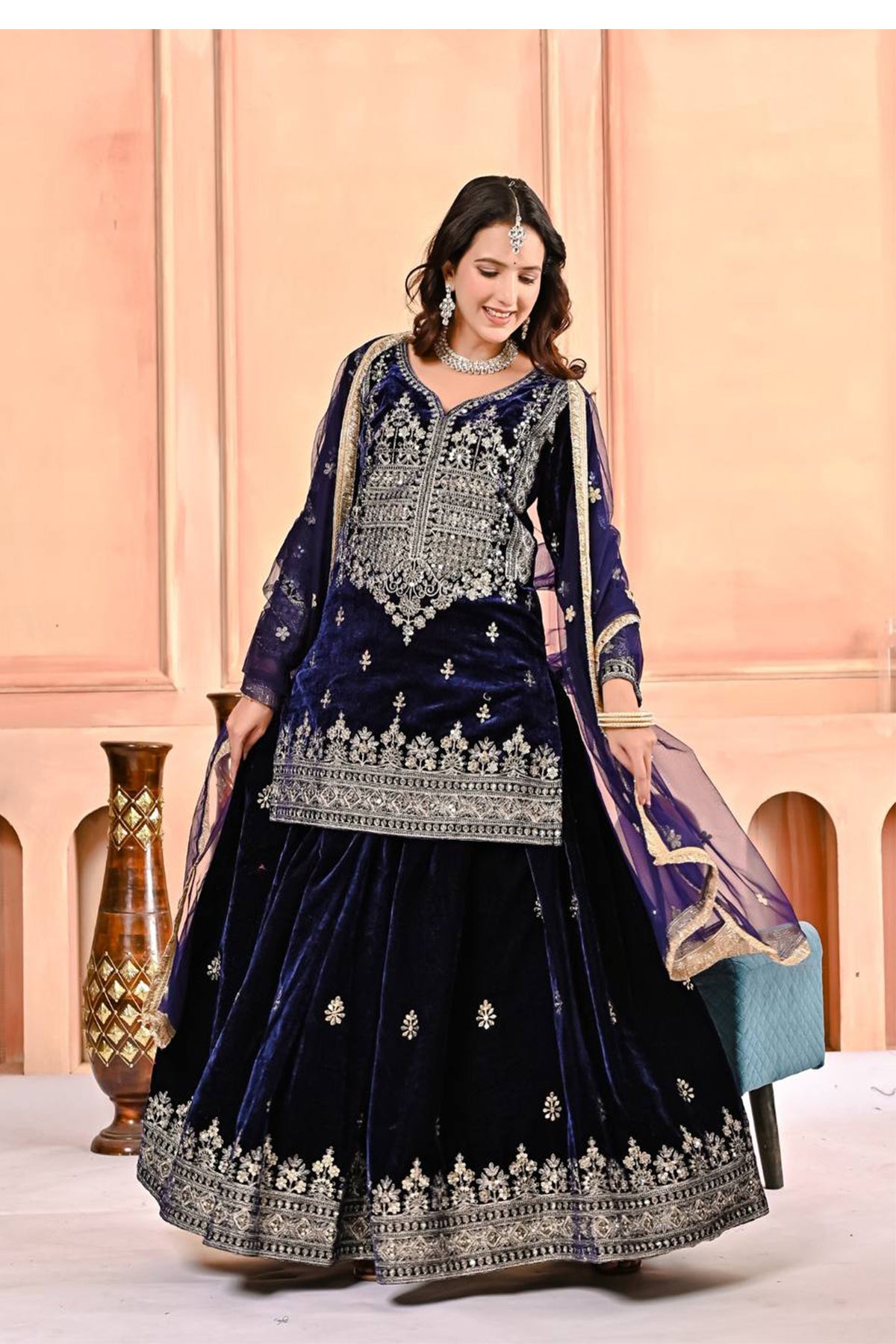 SHAFNUFAB Women's Georgette Ethnic Wear for WomenSemi StitchedSalwarSuit  SF241115