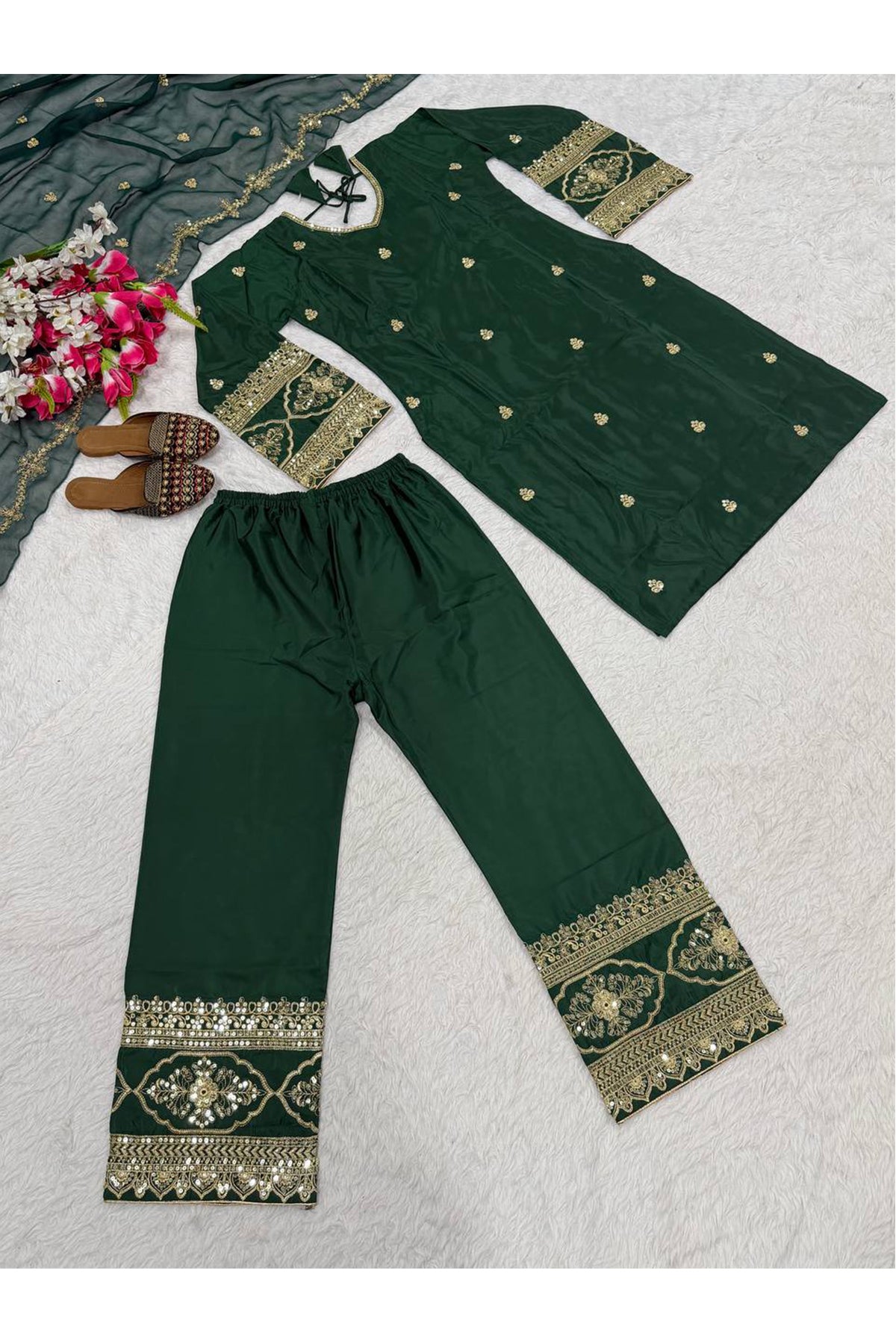 SHAFNUFAB Women's Georgette Ethnic Wear for WomenSemi StitchedSalwarSuit  SF241116