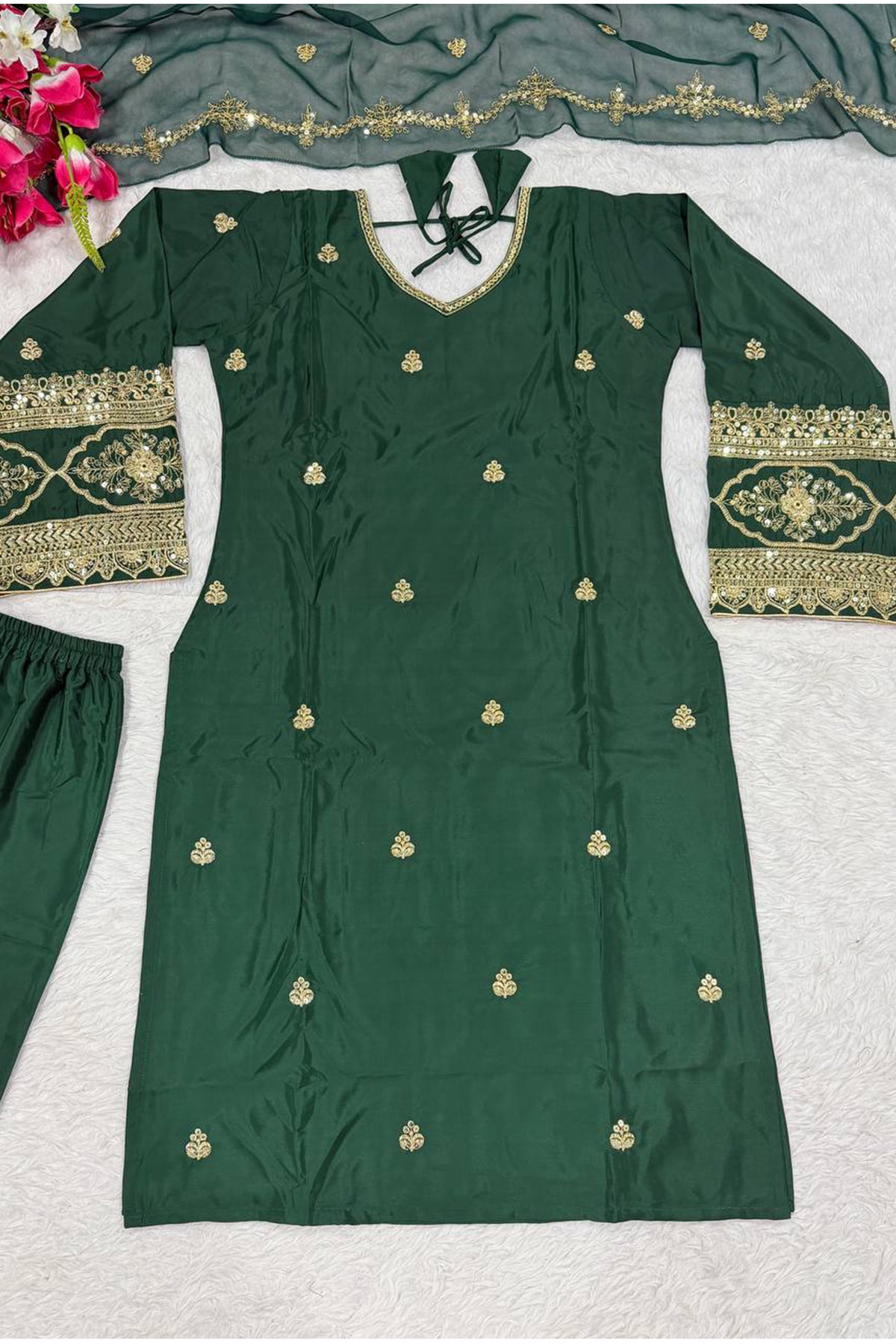 SHAFNUFAB Women's Georgette Ethnic Wear for WomenSemi StitchedSalwarSuit  SF241116