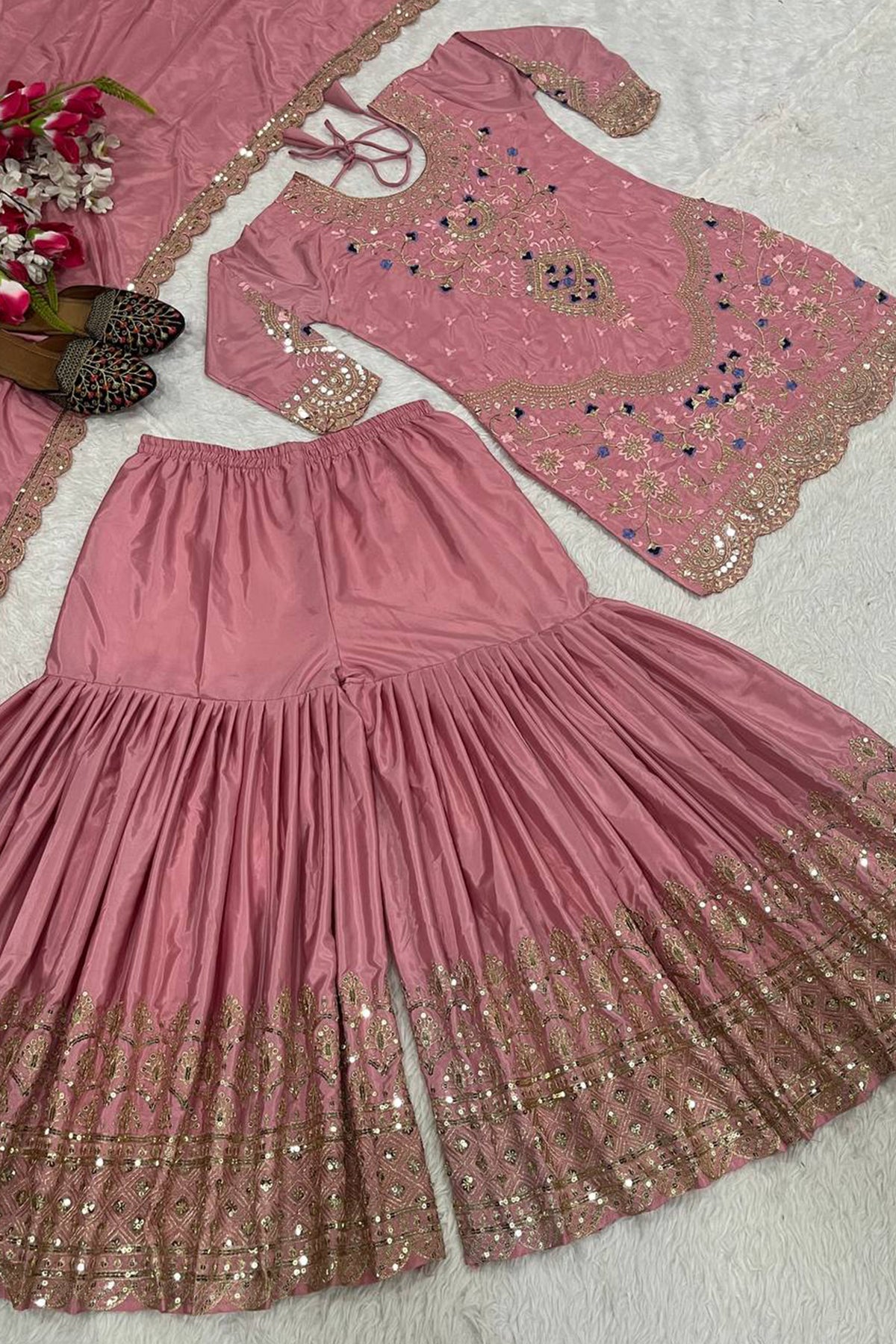 SHAFNUFAB Women's Georgette Ethnic Wear for WomenSemi StitchedSalwarSuit  SF241117