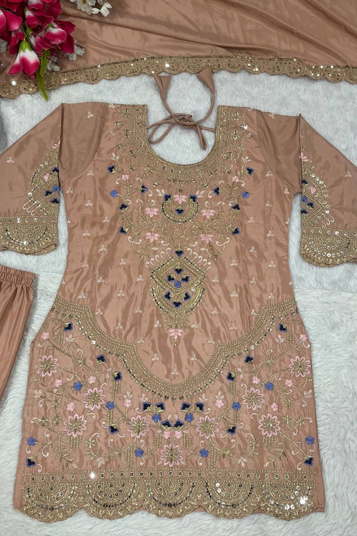 SHAFNUFAB Women's Georgette Ethnic Wear for WomenSemi StitchedSalwarSuit  SF241119