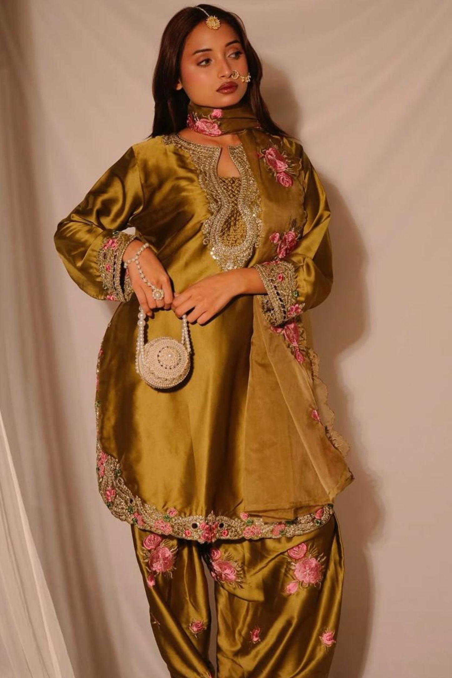 SHAFNUFAB Women's Georgette Ethnic Wear for WomenSemi StitchedSalwarSuit  SF241121