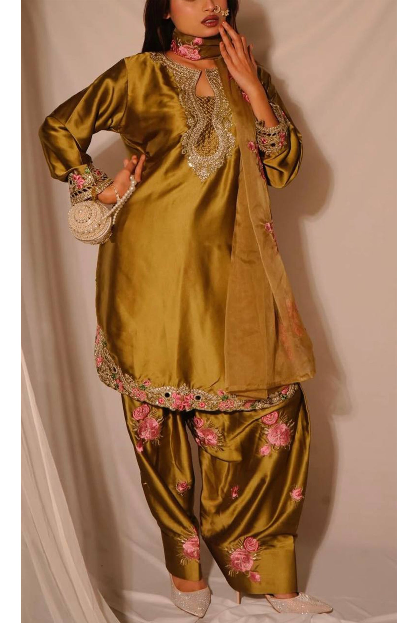 SHAFNUFAB Women's Georgette Ethnic Wear for WomenSemi StitchedSalwarSuit  SF241121