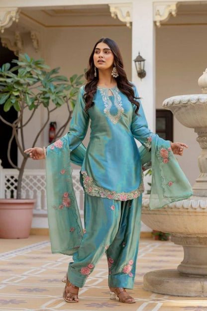 SHAFNUFAB Women's Georgette Ethnic Wear for WomenSemi StitchedSalwarSuit  SF241122