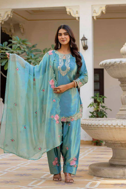 SHAFNUFAB Women's Georgette Ethnic Wear for WomenSemi StitchedSalwarSuit  SF241122