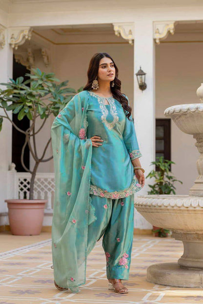 SHAFNUFAB Women's Georgette Ethnic Wear for WomenSemi StitchedSalwarSuit  SF241122
