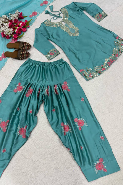 SHAFNUFAB Women's Georgette Ethnic Wear for WomenSemi StitchedSalwarSuit  SF241122