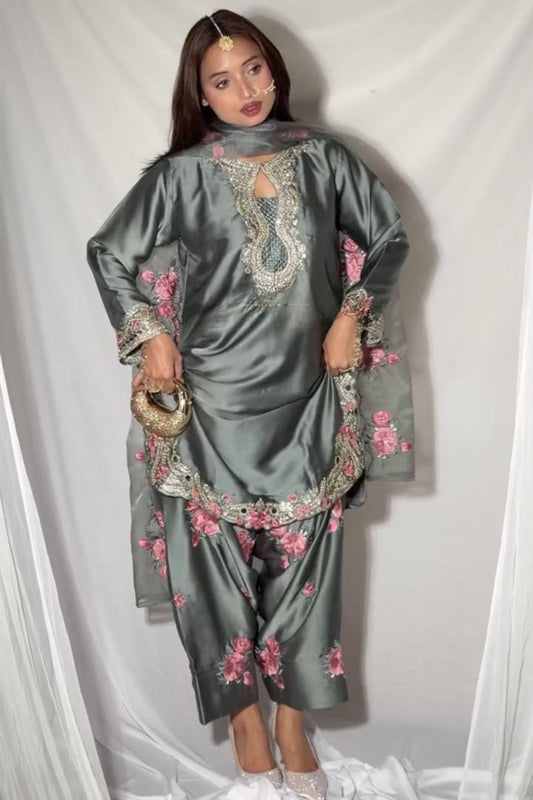 SHAFNUFAB Women's Georgette Ethnic Wear for WomenSemi StitchedSalwarSuit  SF241123
