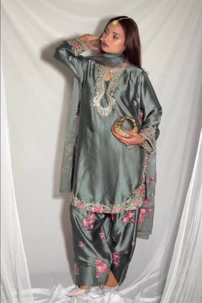 SHAFNUFAB Women's Georgette Ethnic Wear for WomenSemi StitchedSalwarSuit  SF241123