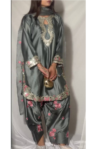 SHAFNUFAB Women's Georgette Ethnic Wear for WomenSemi StitchedSalwarSuit  SF241123