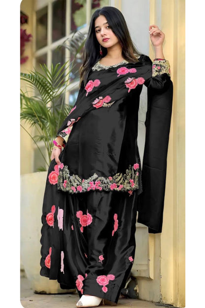 SHAFNUFAB Women's Georgette Ethnic Wear for WomenSemi StitchedSalwarSuit  SF241124