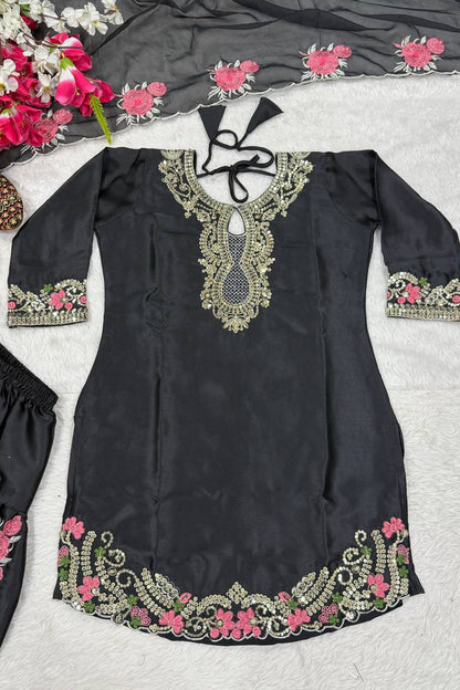 SHAFNUFAB Women's Georgette Ethnic Wear for WomenSemi StitchedSalwarSuit  SF241124