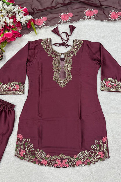SHAFNUFAB Women's Georgette Ethnic Wear for WomenSemi StitchedSalwarSuit  SF241125