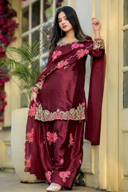 SHAFNUFAB Women's Georgette Ethnic Wear for WomenSemi StitchedSalwarSuit  SF241125