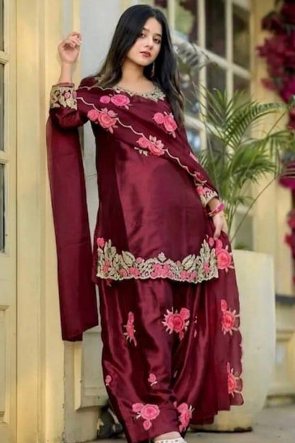SHAFNUFAB Women's Georgette Ethnic Wear for WomenSemi StitchedSalwarSuit  SF241125