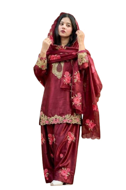 SHAFNUFAB Women's Georgette Ethnic Wear for WomenSemi StitchedSalwarSuit  SF241125