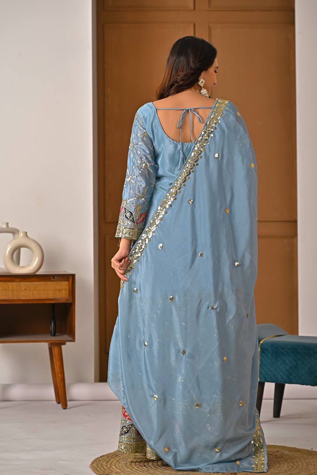 SHAFNUFAB Women's Georgette Ethnic Wear for WomenSemi StitchedSalwarSuit SF241126