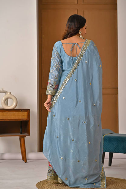 SHAFNUFAB Women's Georgette Ethnic Wear for WomenSemi StitchedSalwarSuit SF241126