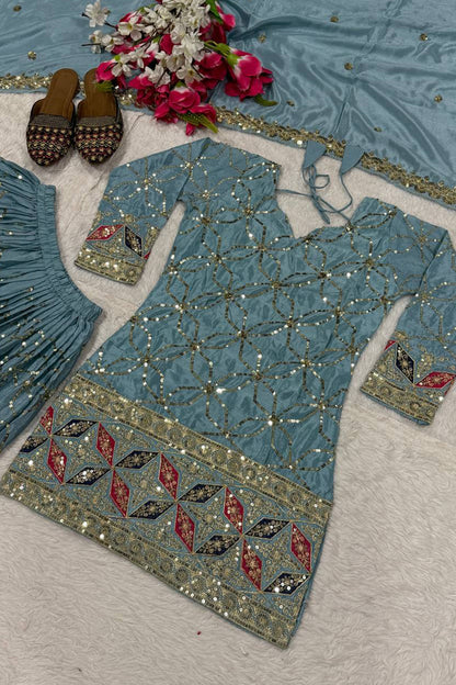 SHAFNUFAB Women's Georgette Ethnic Wear for WomenSemi StitchedSalwarSuit SF241126