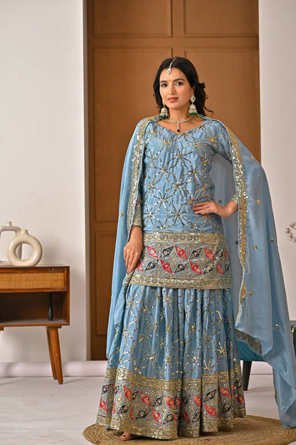 SHAFNUFAB Women's Georgette Ethnic Wear for WomenSemi StitchedSalwarSuit SF241126