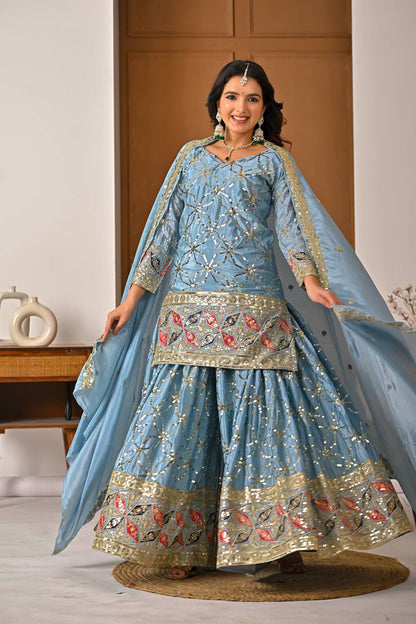 SHAFNUFAB Women's Georgette Ethnic Wear for WomenSemi StitchedSalwarSuit SF241126