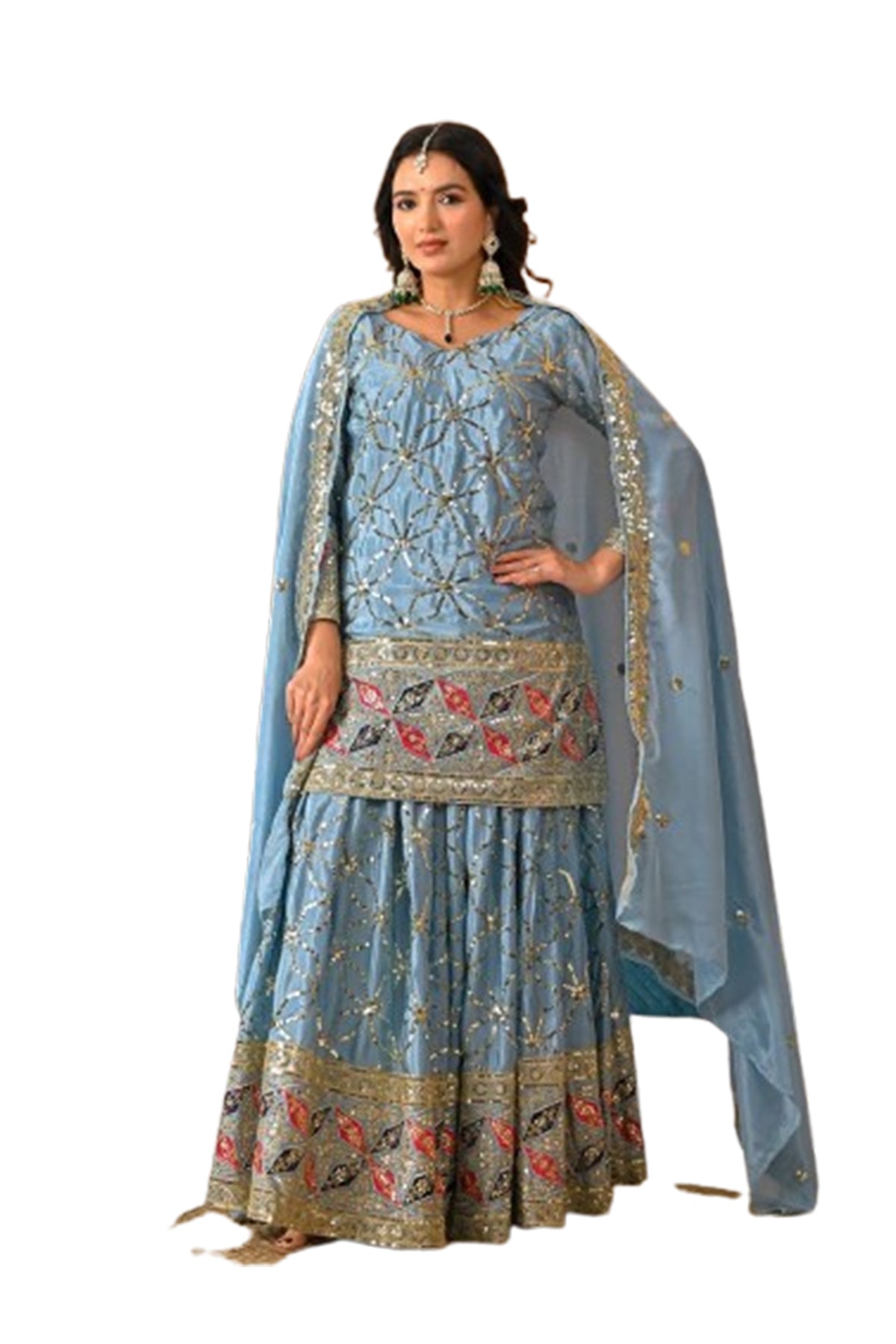 SHAFNUFAB Women's Georgette Ethnic Wear for WomenSemi StitchedSalwarSuit SF241126