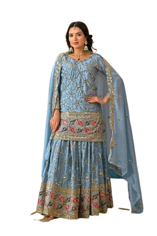 SHAFNUFAB Women's Georgette Ethnic Wear for WomenSemi StitchedSalwarSuit SF241126