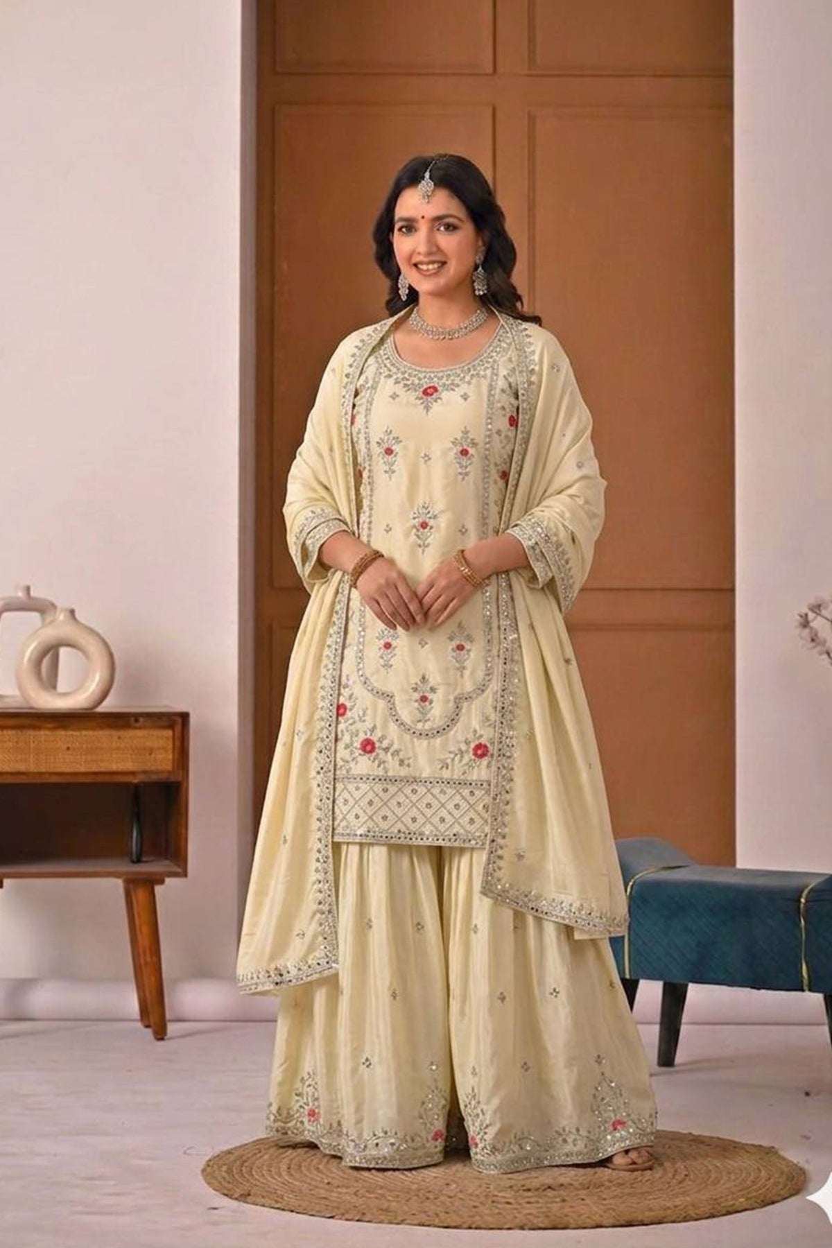 SHAFNUFAB Women's Georgette Ethnic Wear for WomenSemi StitchedSalwarSuit SF241128