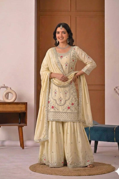 SHAFNUFAB Women's Georgette Ethnic Wear for WomenSemi StitchedSalwarSuit SF241128