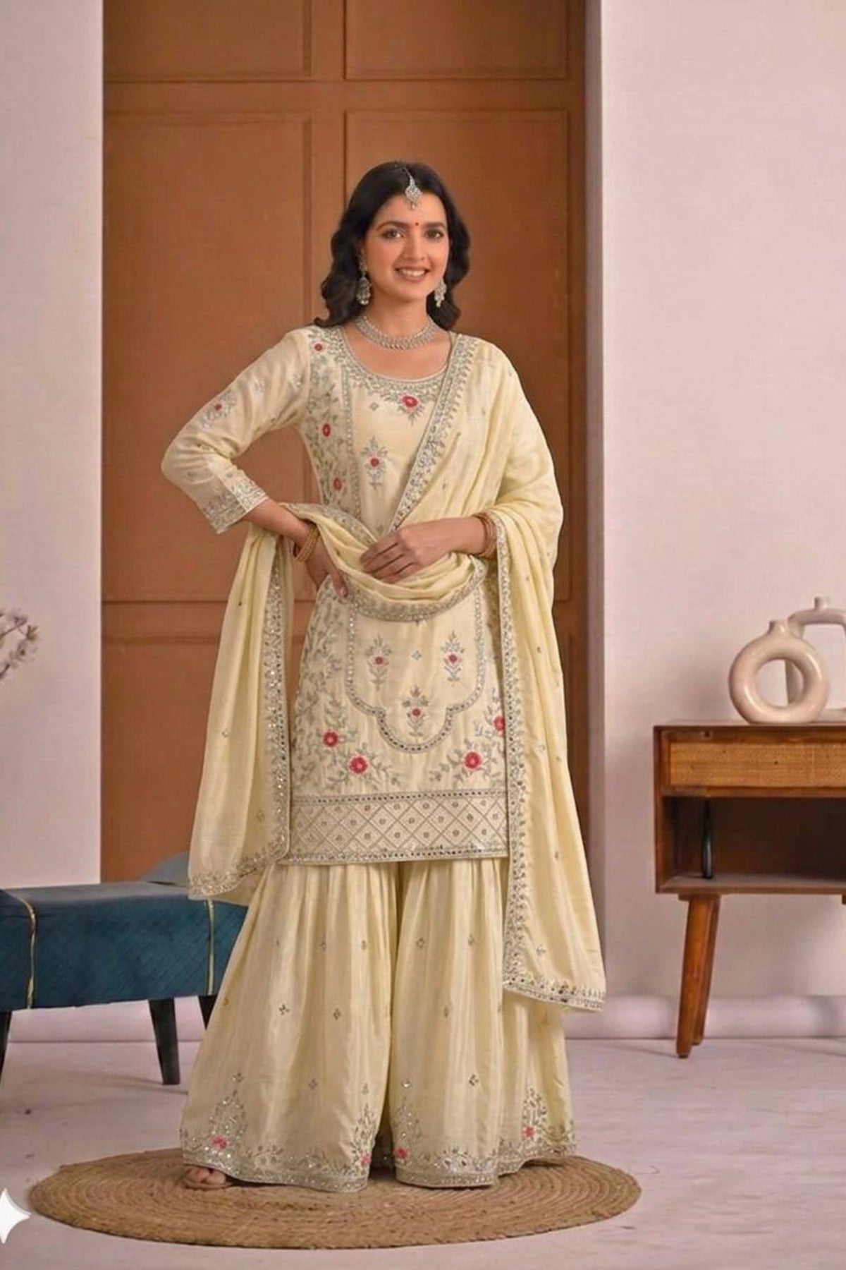 SHAFNUFAB Women's Georgette Ethnic Wear for WomenSemi StitchedSalwarSuit SF241128