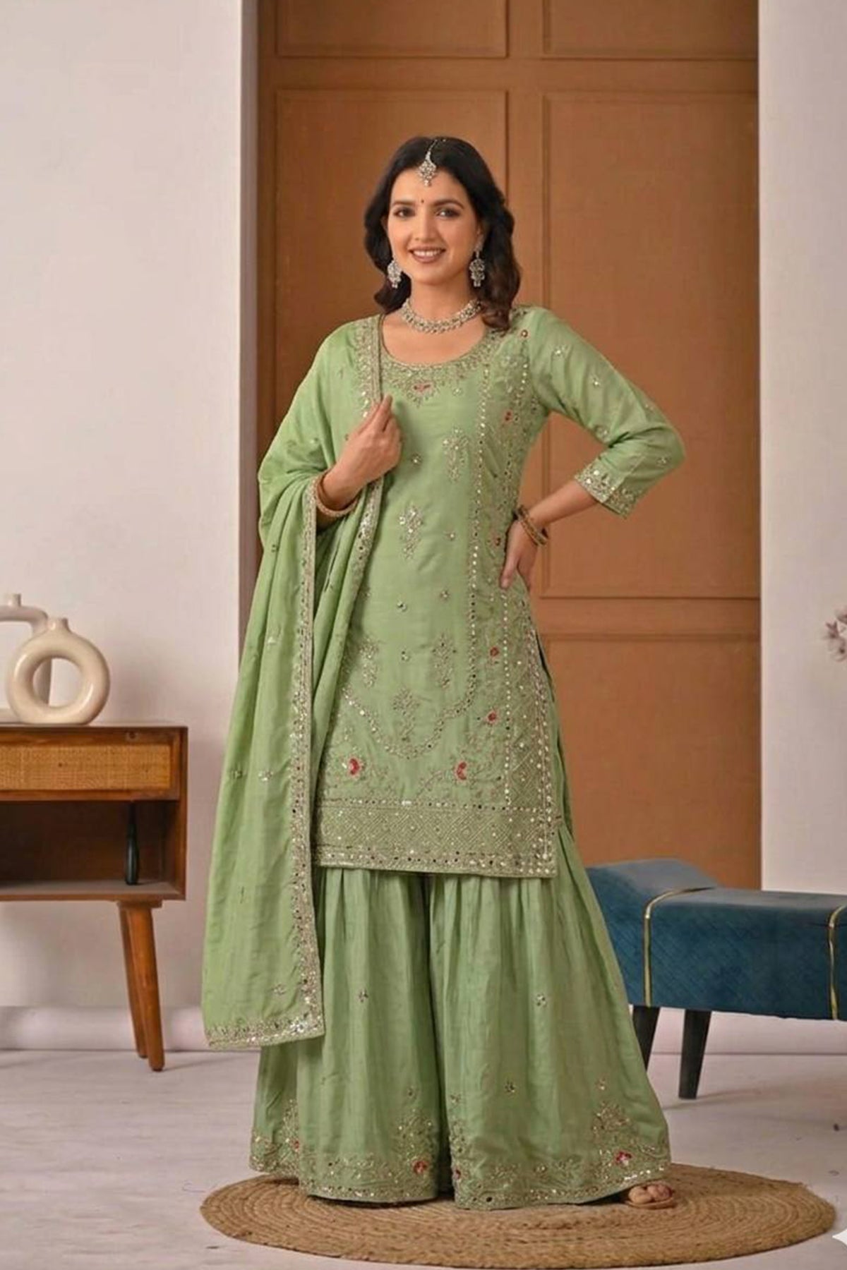 SHAFNUFAB Women's Georgette Ethnic Wear for WomenSemi StitchedSalwarSuit SF241129
