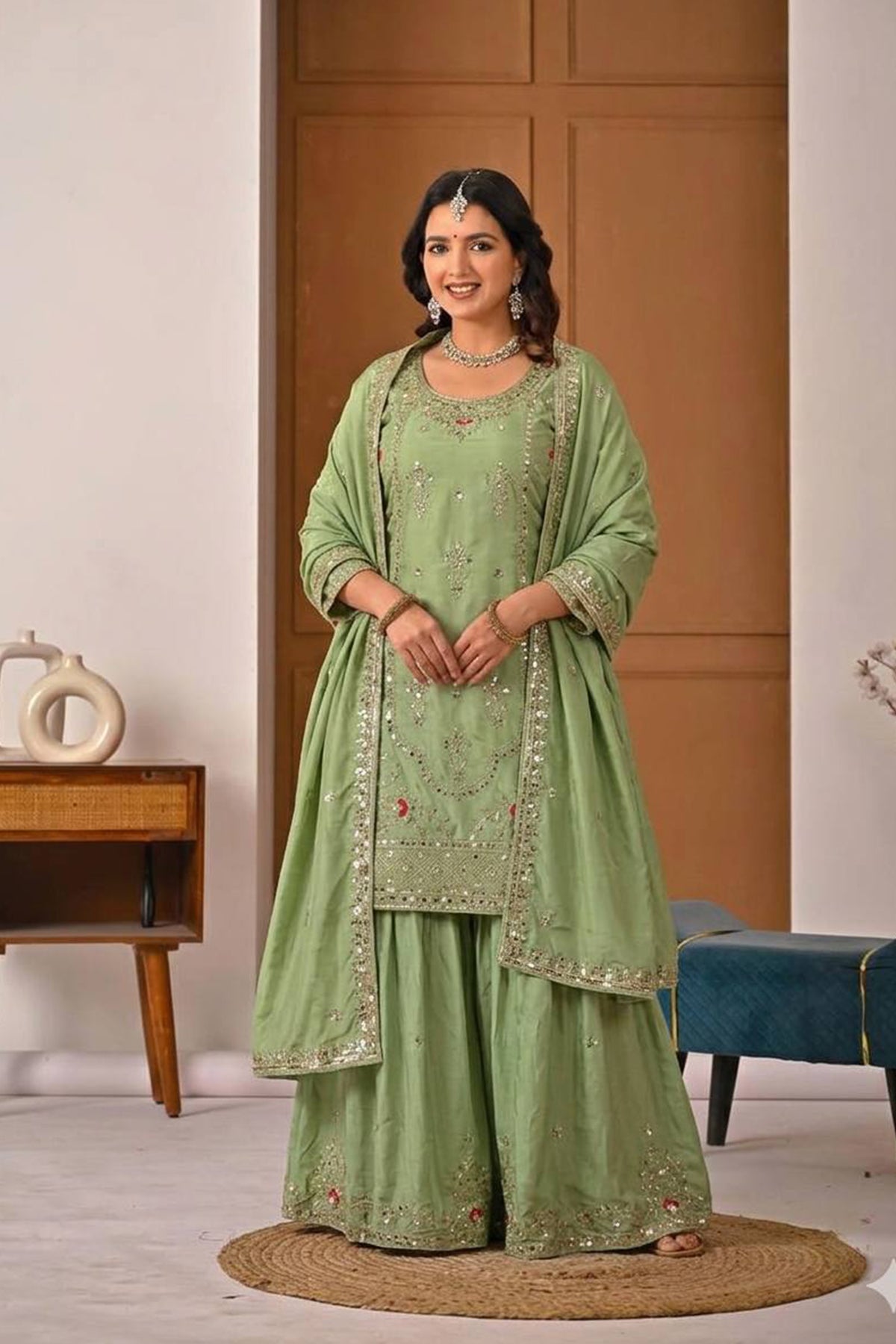 SHAFNUFAB Women's Georgette Ethnic Wear for WomenSemi StitchedSalwarSuit SF241129