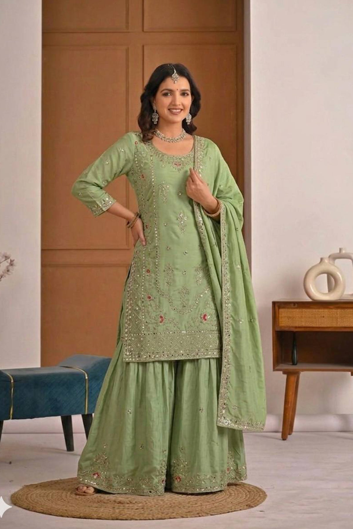 SHAFNUFAB Women's Georgette Ethnic Wear for WomenSemi StitchedSalwarSuit SF241129