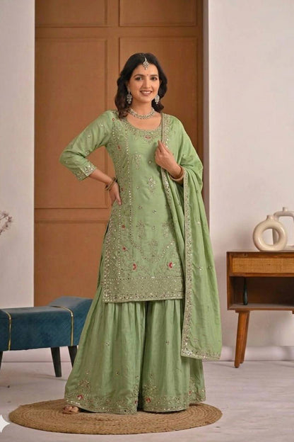 SHAFNUFAB Women's Georgette Ethnic Wear for WomenSemi StitchedSalwarSuit SF241129