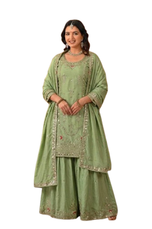 SHAFNUFAB Women's Georgette Ethnic Wear for WomenSemi StitchedSalwarSuit SF241129