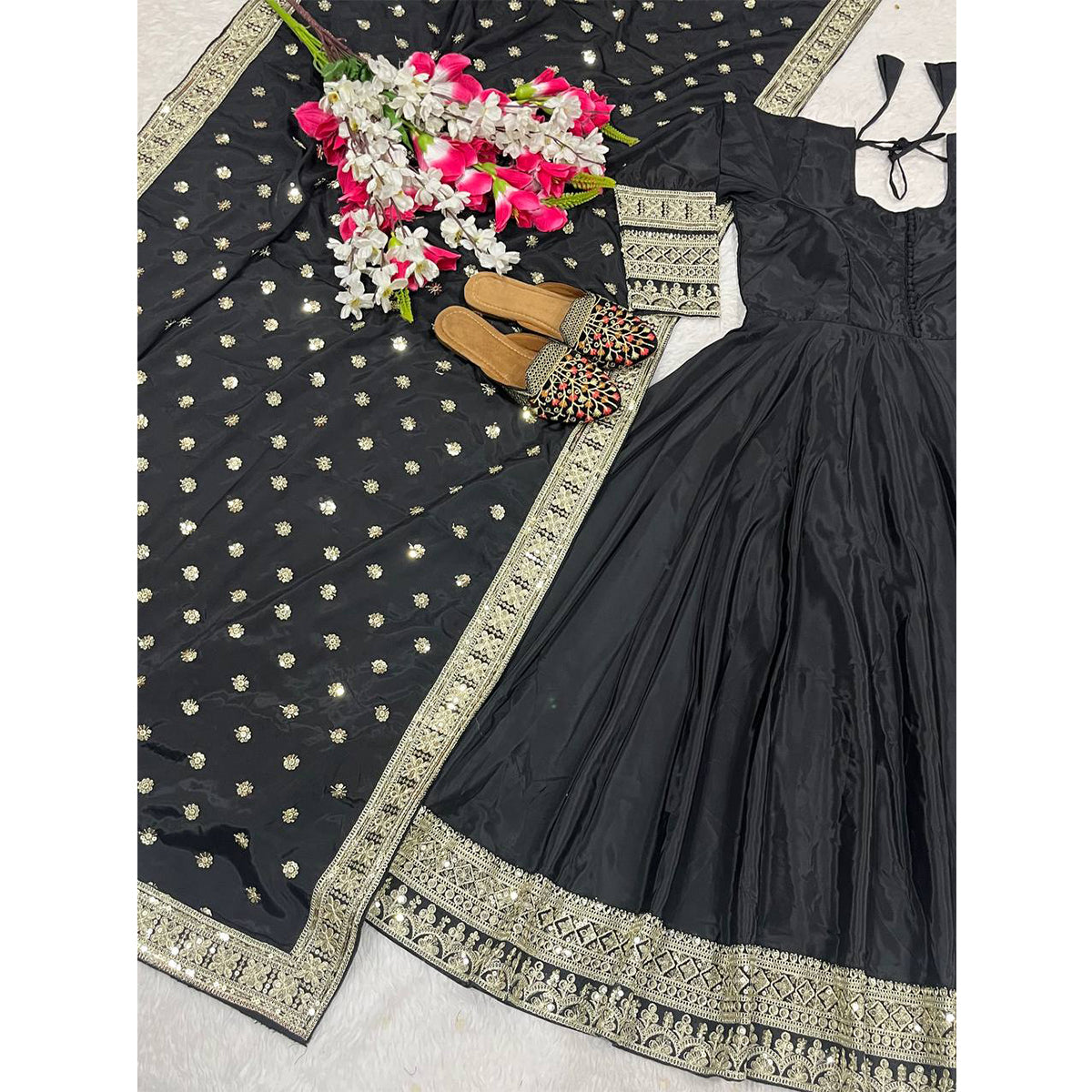 SHAFNUFAB Women's Georgette Ethnic Wear for WomenSemi StitchedSalwarSuit  SF24117