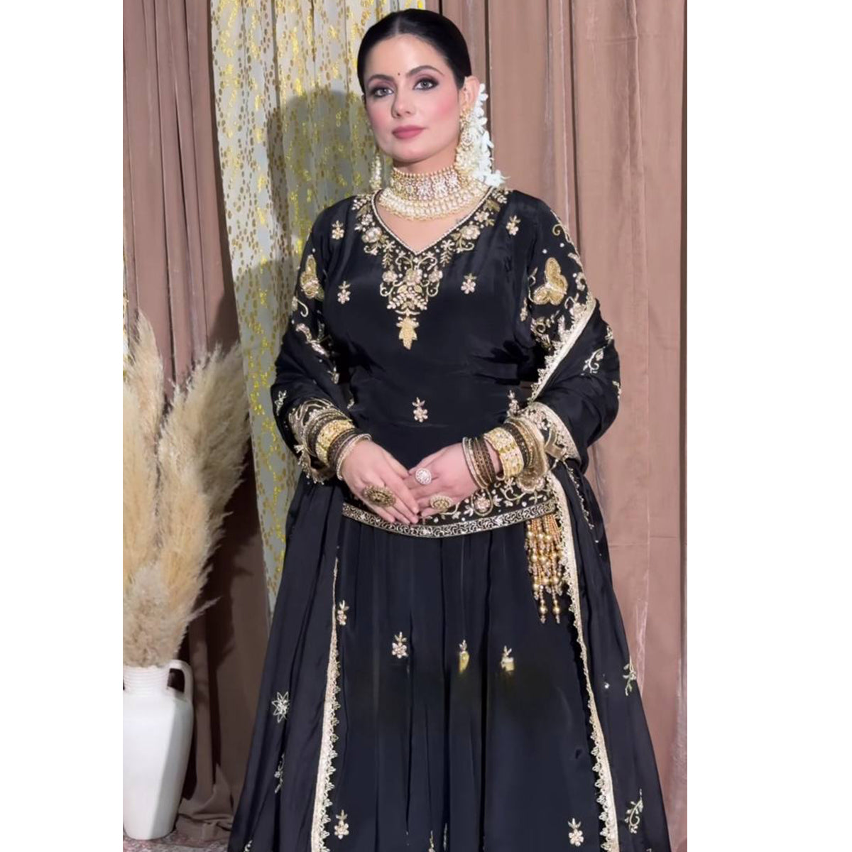 SHAFNUFAB Women's Georgette Ethnic Wear for WomenSemi StitchedSalwarSuit  SF24121
