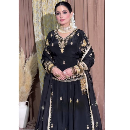 SHAFNUFAB Women's Georgette Ethnic Wear for WomenSemi StitchedSalwarSuit  SF24121