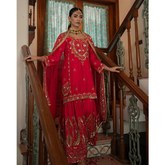 SHAFNUFAB Women's Georgette Ethnic Wear for WomenSemi StitchedSalwarSuit  SF24124