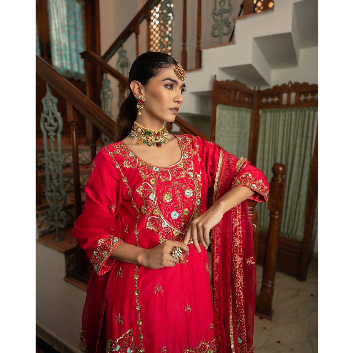 SHAFNUFAB Women's Georgette Ethnic Wear for WomenSemi StitchedSalwarSuit  SF24124