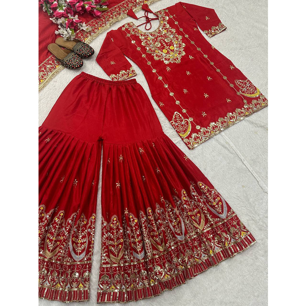 SHAFNUFAB Women's Georgette Ethnic Wear for WomenSemi StitchedSalwarSuit  SF24124