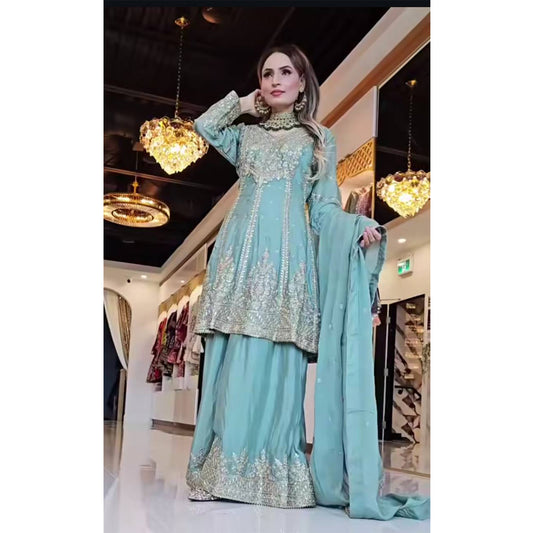 SHAFNUFAB Women's Georgette Ethnic Wear for WomenSemi StitchedSalwarSuit  SF24126