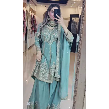 SHAFNUFAB Women's Georgette Ethnic Wear for WomenSemi StitchedSalwarSuit  SF24126
