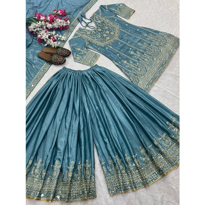 SHAFNUFAB Women's Georgette Ethnic Wear for WomenSemi StitchedSalwarSuit  SF24126