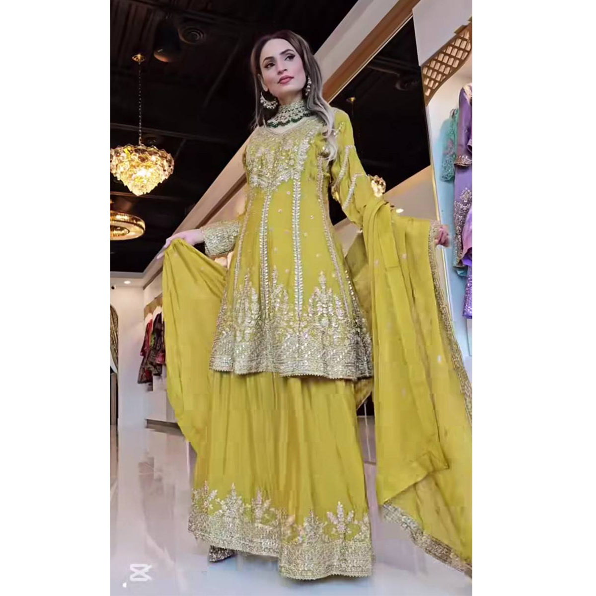 SHAFNUFAB Women's Georgette Ethnic Wear for WomenSemi StitchedSalwarSuit  SF24127